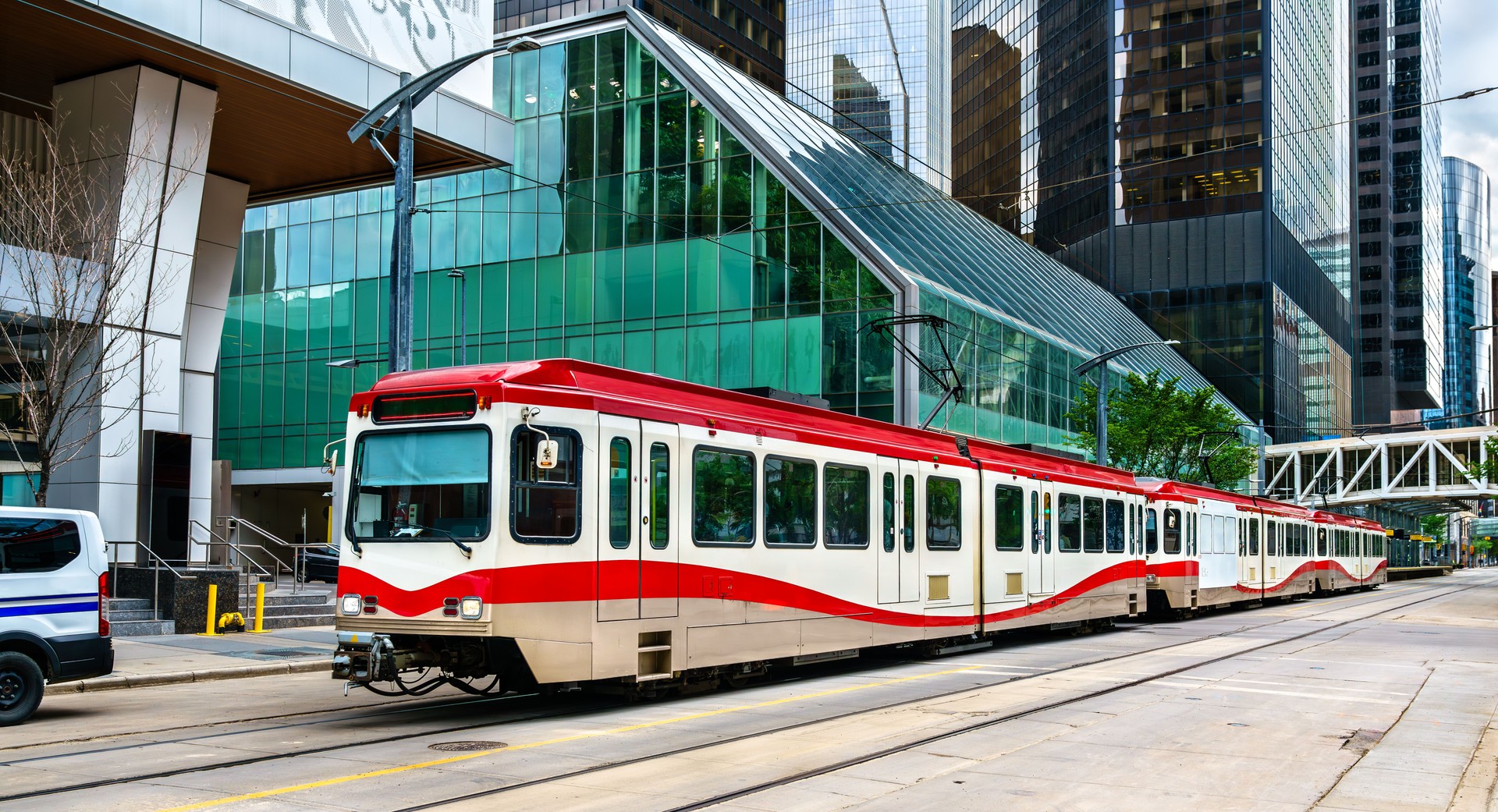 Light rail rapid transit tram in downtown Calgary, Canada